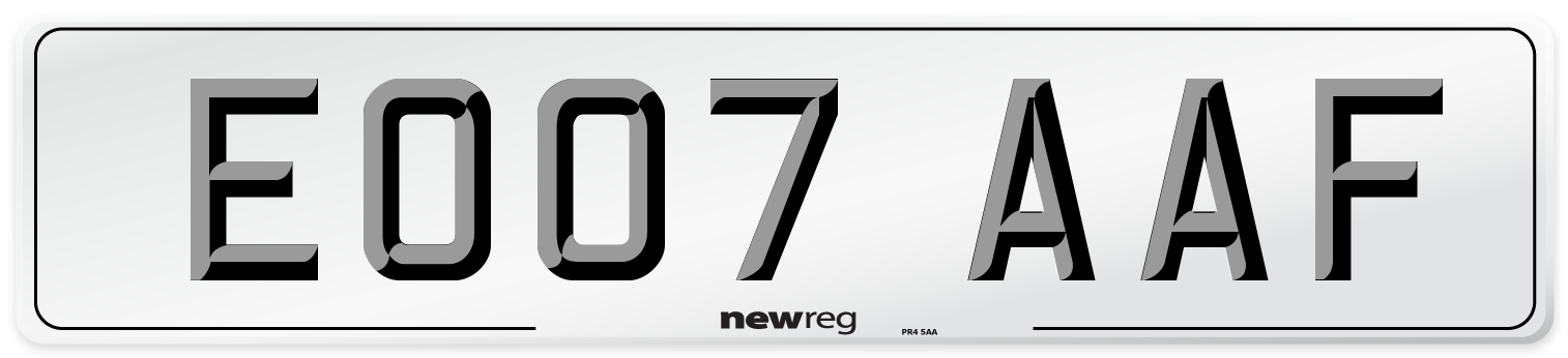 EO07 AAF Number Plate from New Reg